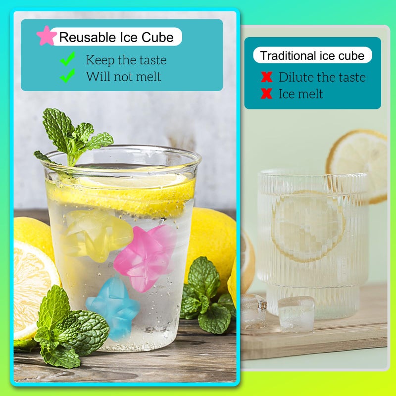 Hapy Shop 40 Pack Reusable Plastic Ice Cubes Star Shape for Drinks Like Whiskey,Wine,Vodka or Beer,Filled With Pure Water,to Keep Your Drink Cold Longer,Assorted Colors - Image 5